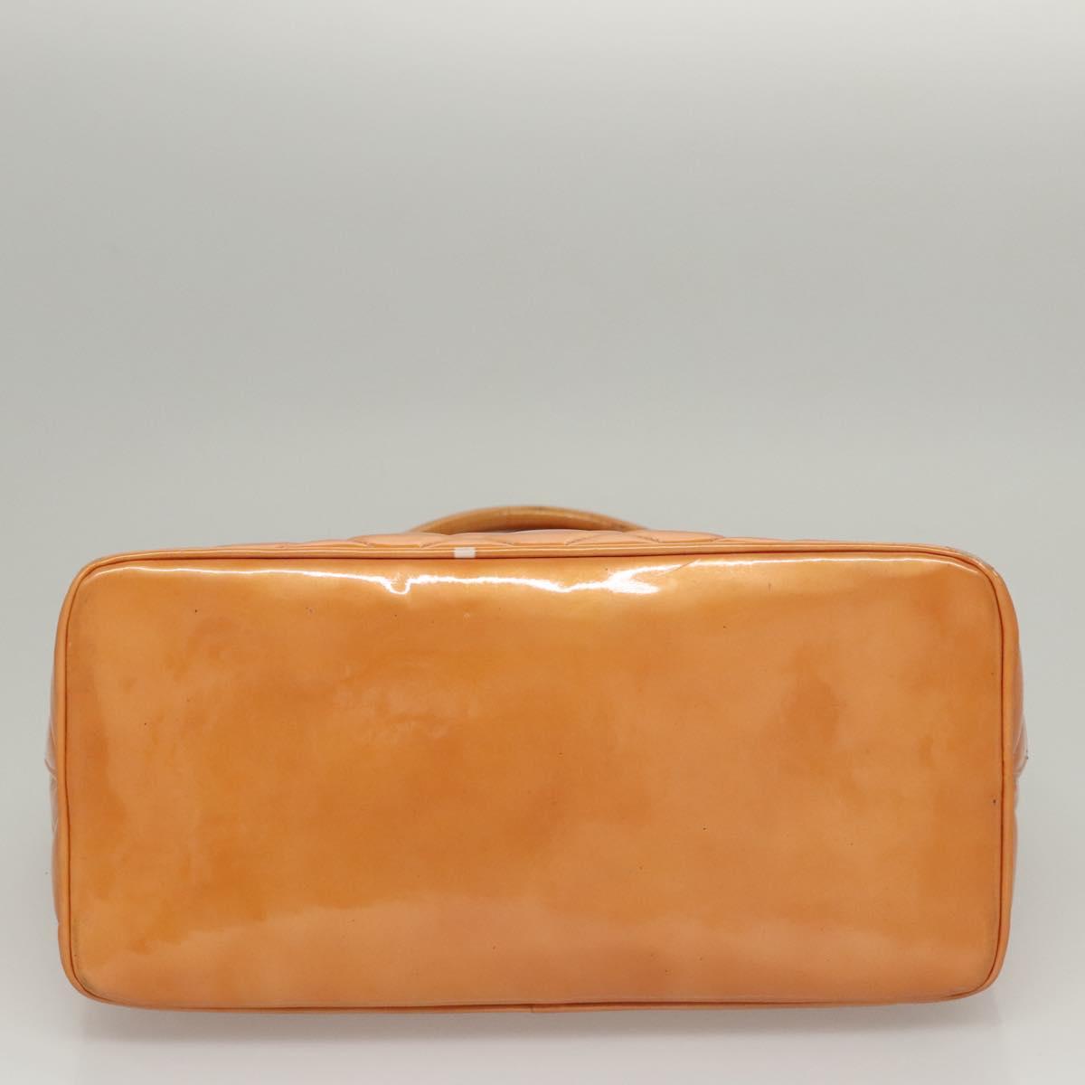 CHANEL Standard Tote Bag Patent leather Beige CC Auth 117843