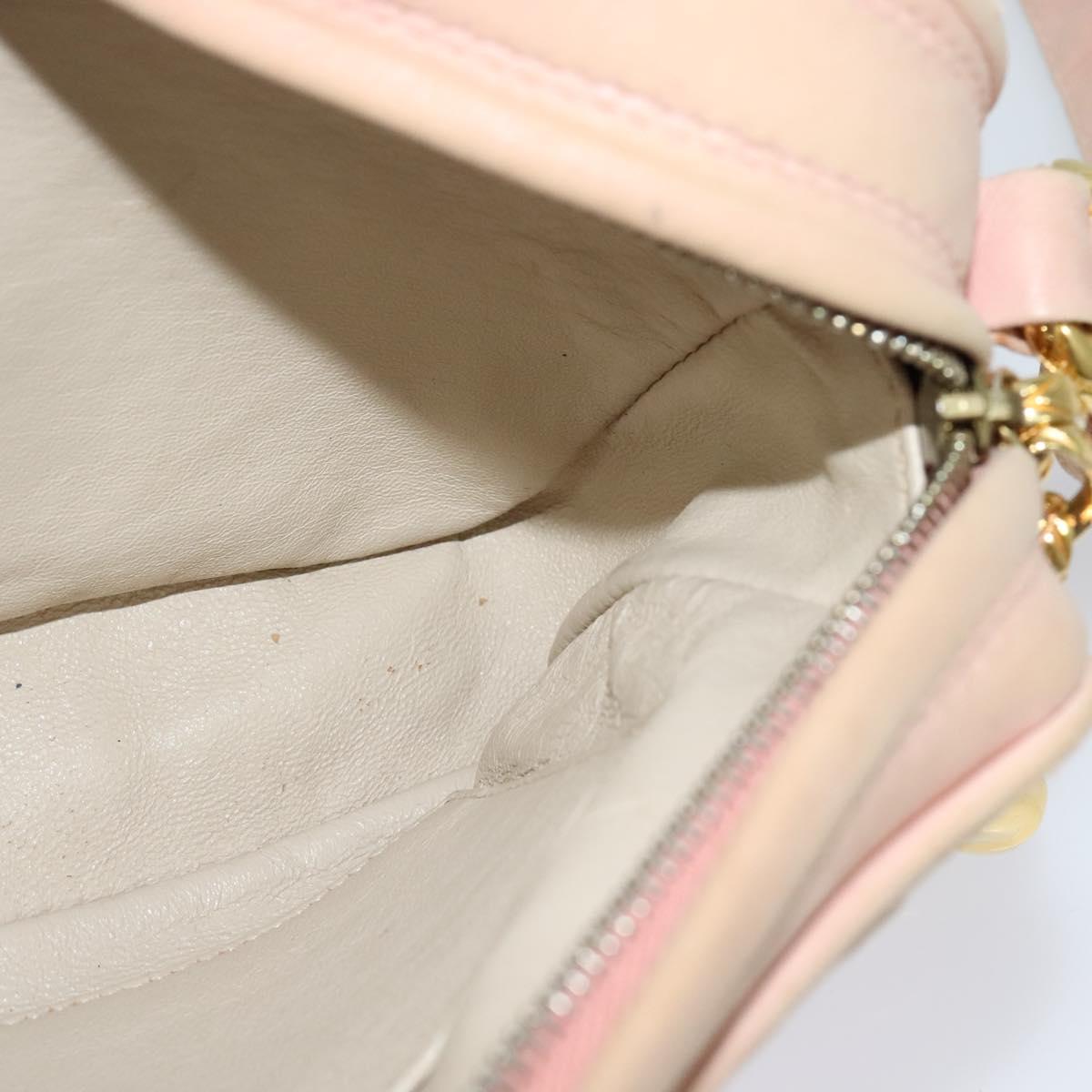 CHANEL Matelasse Shoulder Bag Lamb Skin Pink CC Auth 117845