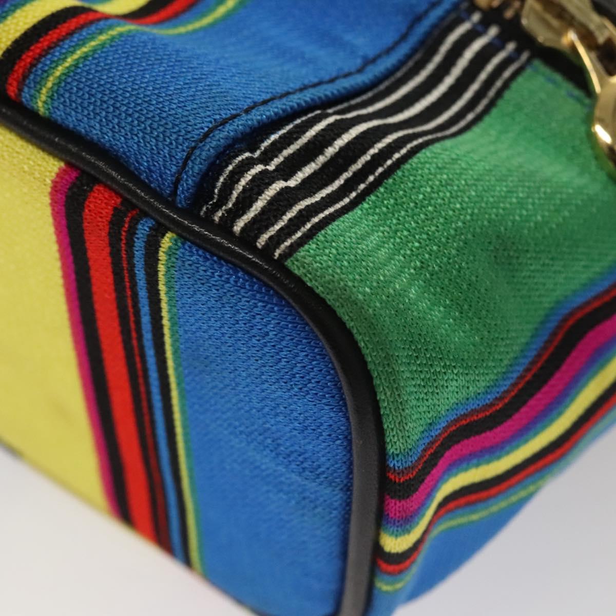 Gianni Versace Vanity Pouch Canvas Multicolor Gold Auth 117852