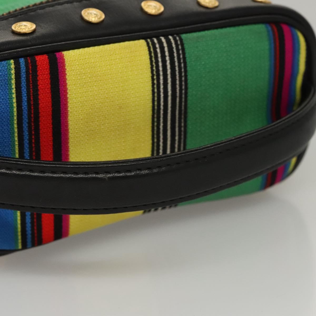 Gianni Versace Vanity Pouch Canvas Multicolor Gold Auth 117852