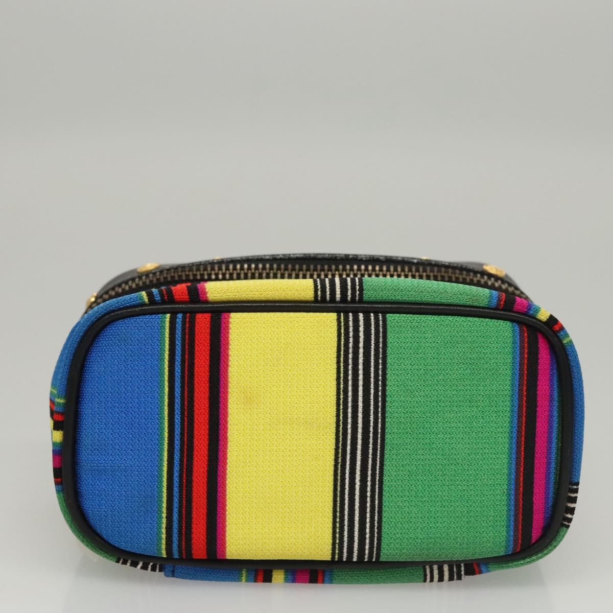 Gianni Versace Vanity Pouch Canvas Multicolor Gold Auth 117852