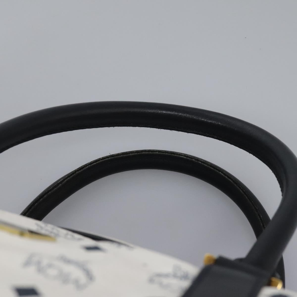 MCM Logogram Vicetos Boston Bag PVC Leather 2way White Gold Auth 117855