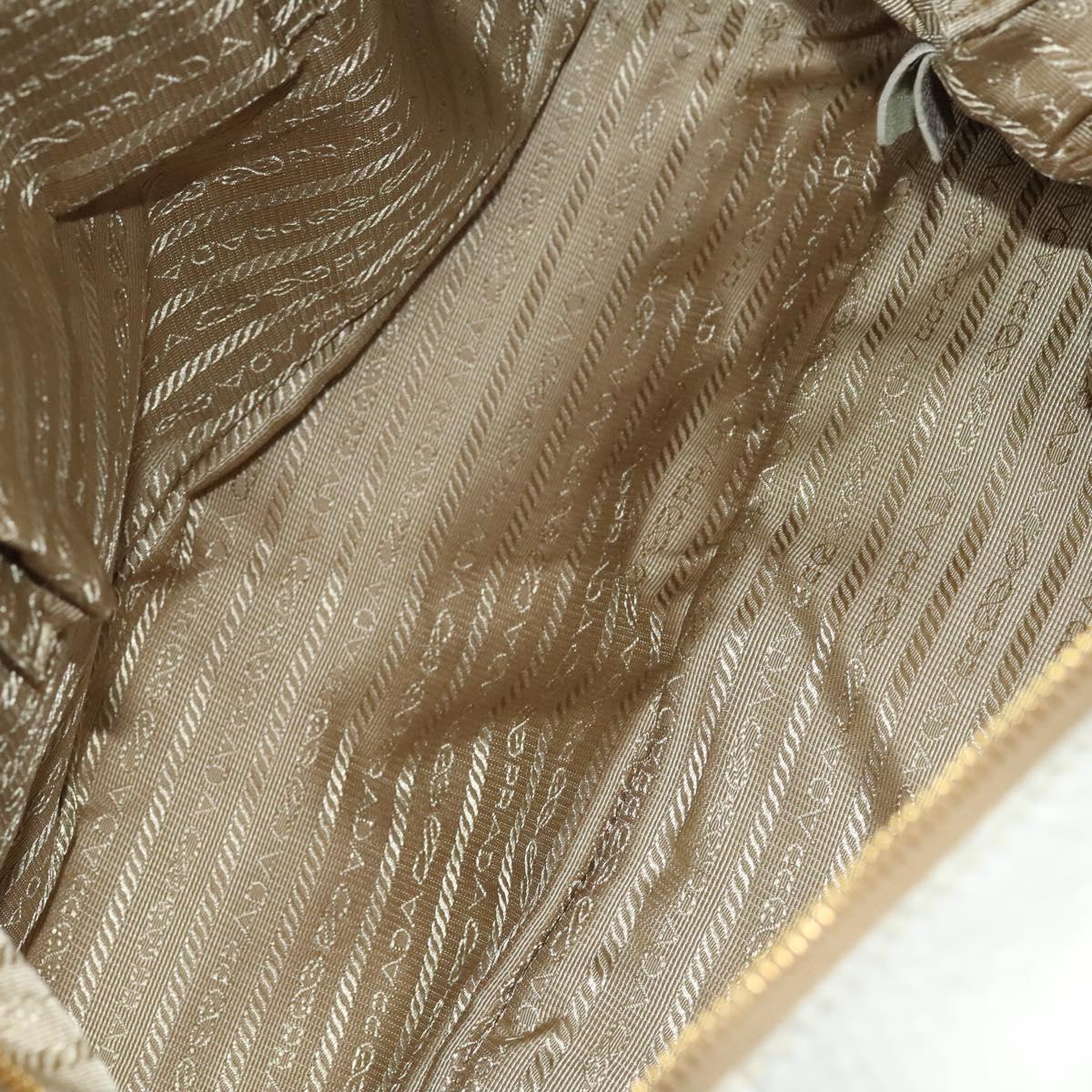 PRADA Hand Bag Canvas 2way Beige Gold Auth 117858