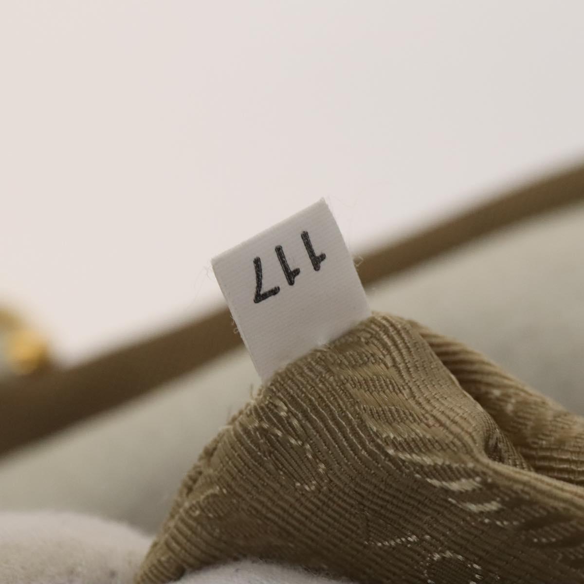 PRADA Hand Bag Canvas 2way Beige Gold Auth 117858