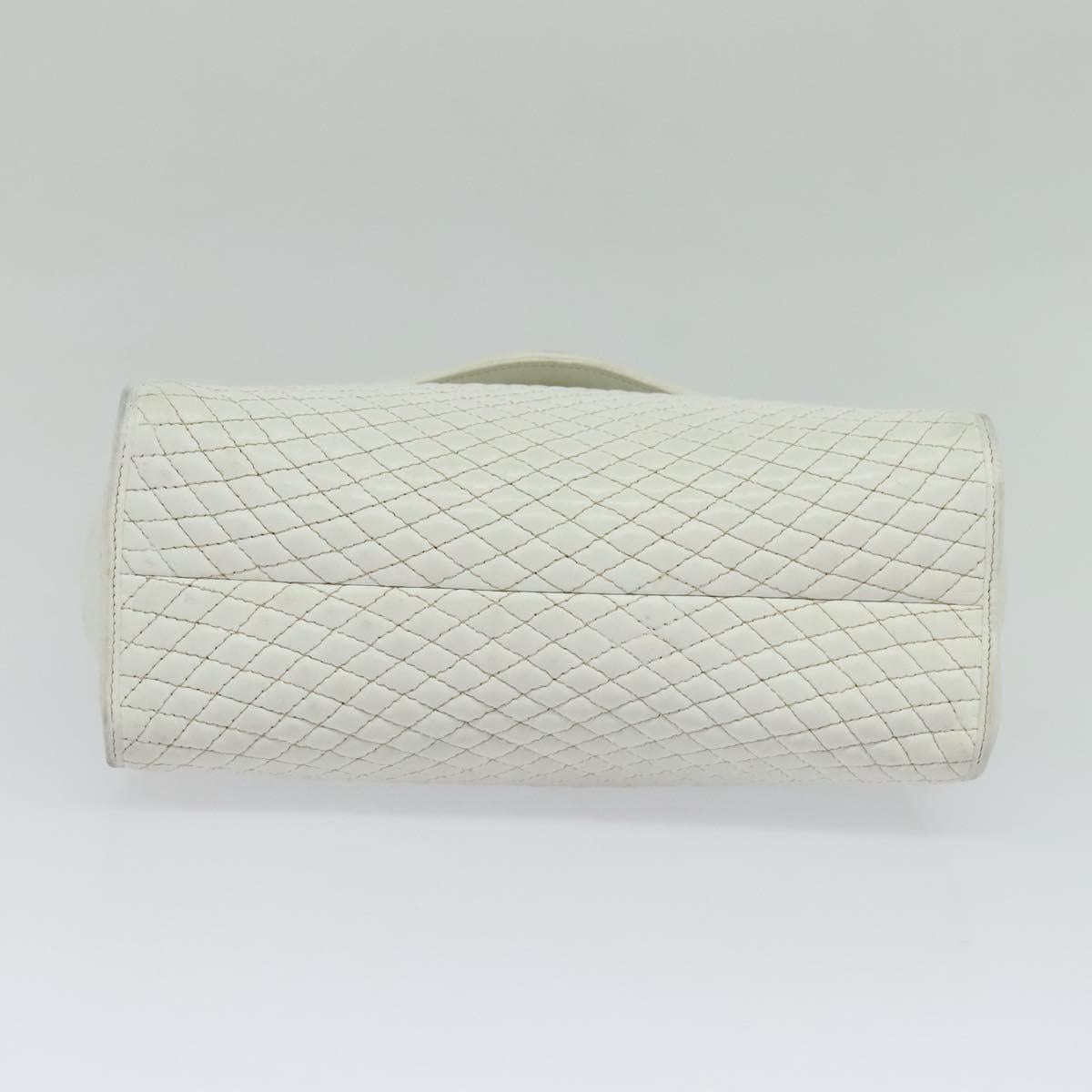 BALLY Hand Bag Leather 2way White Gold Auth 117861