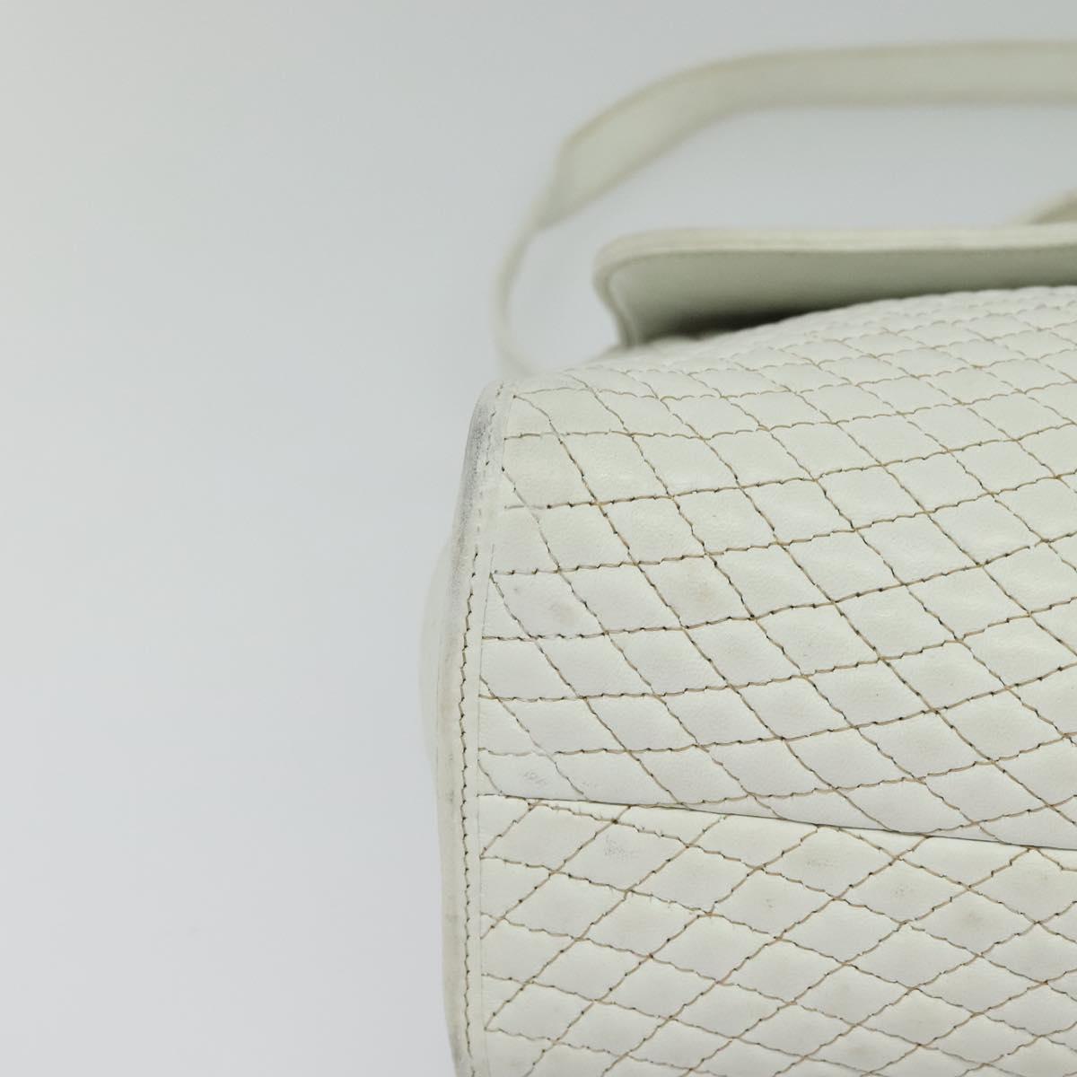 BALLY Hand Bag Leather 2way White Gold Auth 117861