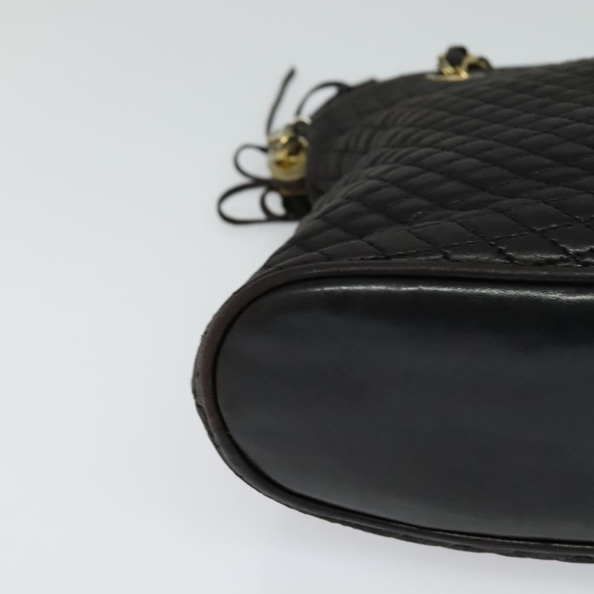 BALLY Chain Shoulder Bag Leather Black Auth 117884