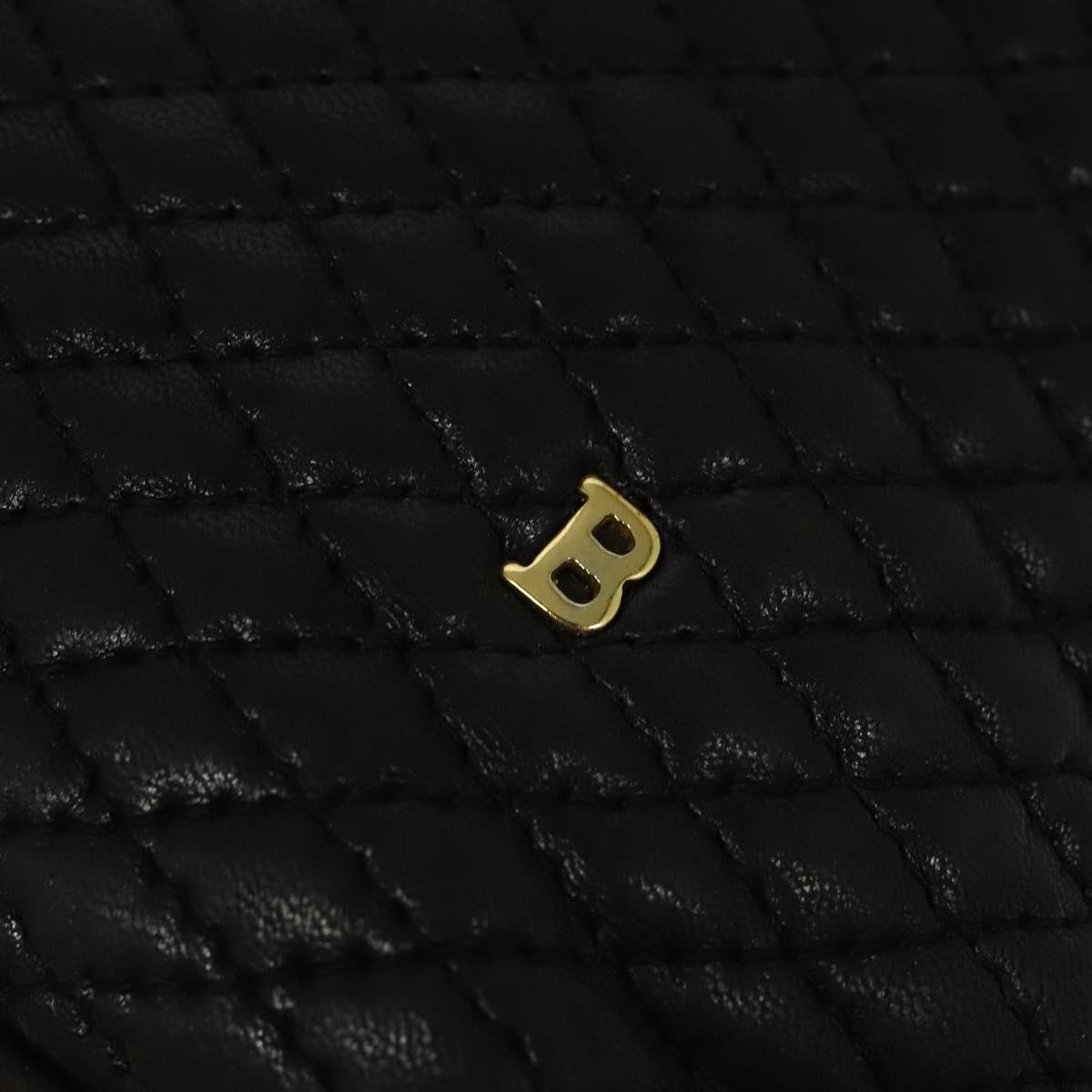 BALLY Chain Shoulder Bag Leather Black Auth 117884