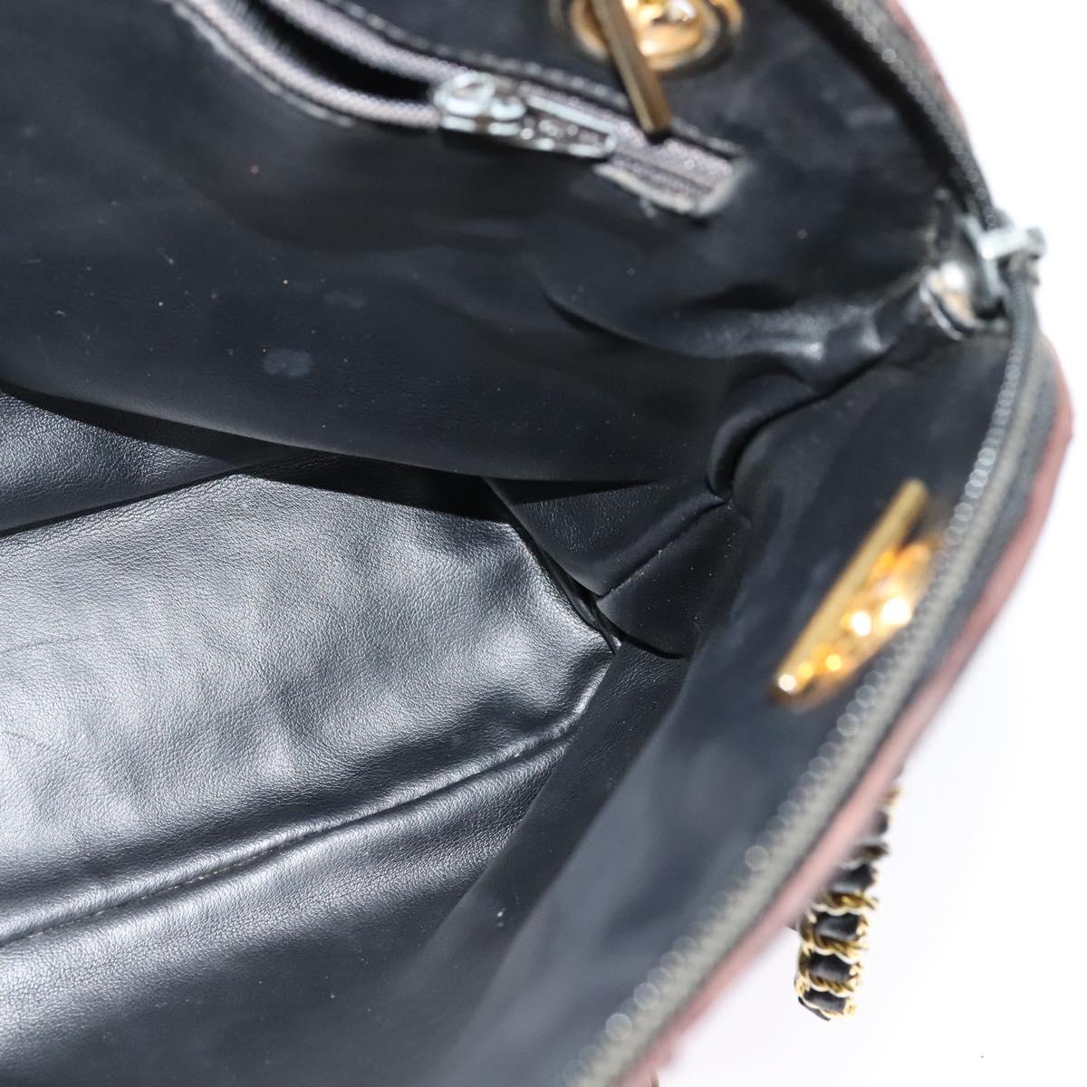 BALLY Chain Shoulder Bag Leather Black Auth 117884