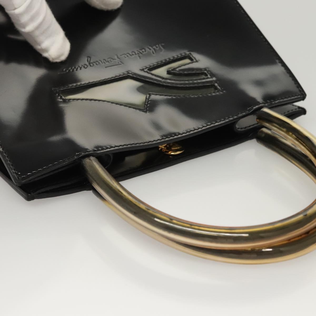 Salvatore Ferragamo Hand Bag Patent leather Black Auth 117886