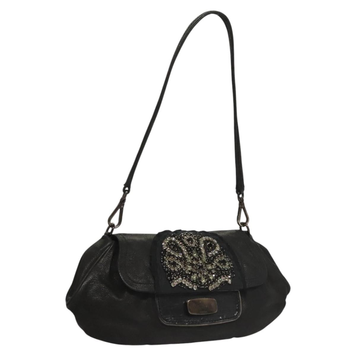 PRADA Shoulder Bag Leather Black Auth 117887