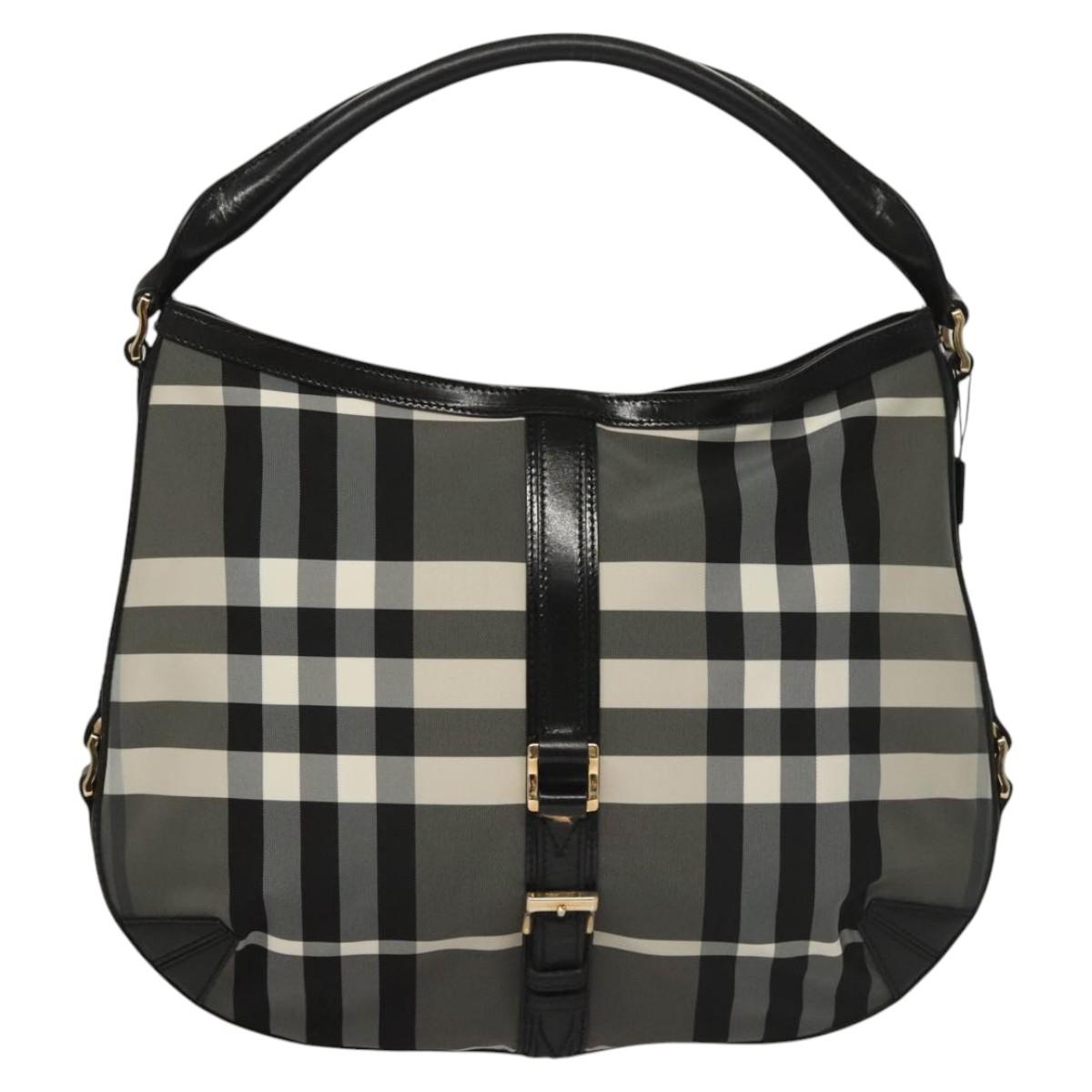 BURBERRY Nova Check Shoulder Bag Nylon Black Gold Auth 117888