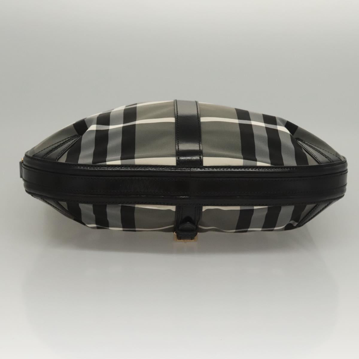 BURBERRY Nova Check Shoulder Bag Nylon Black Gold Auth 117888
