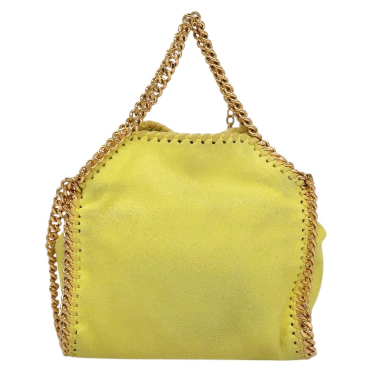 Stella MacCartney Chain Falabella Shoulder Bag Suede Yellow Gold Auth 117893