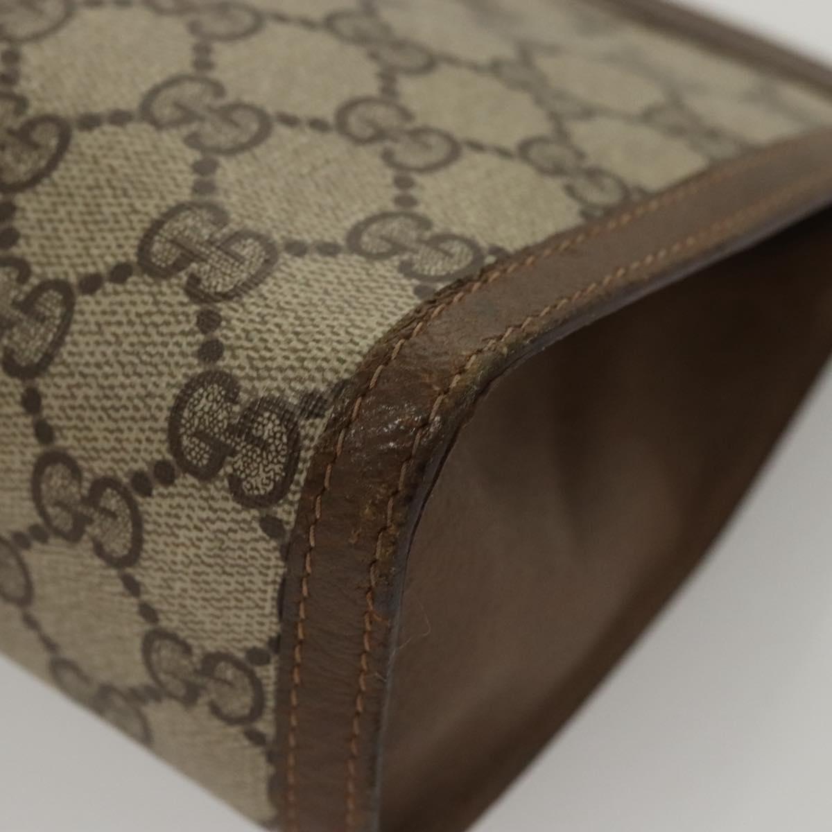 GUCCI GG Supreme Web Sherry Line Clutch Bag PVC Beige 89 01 033 Auth 117897