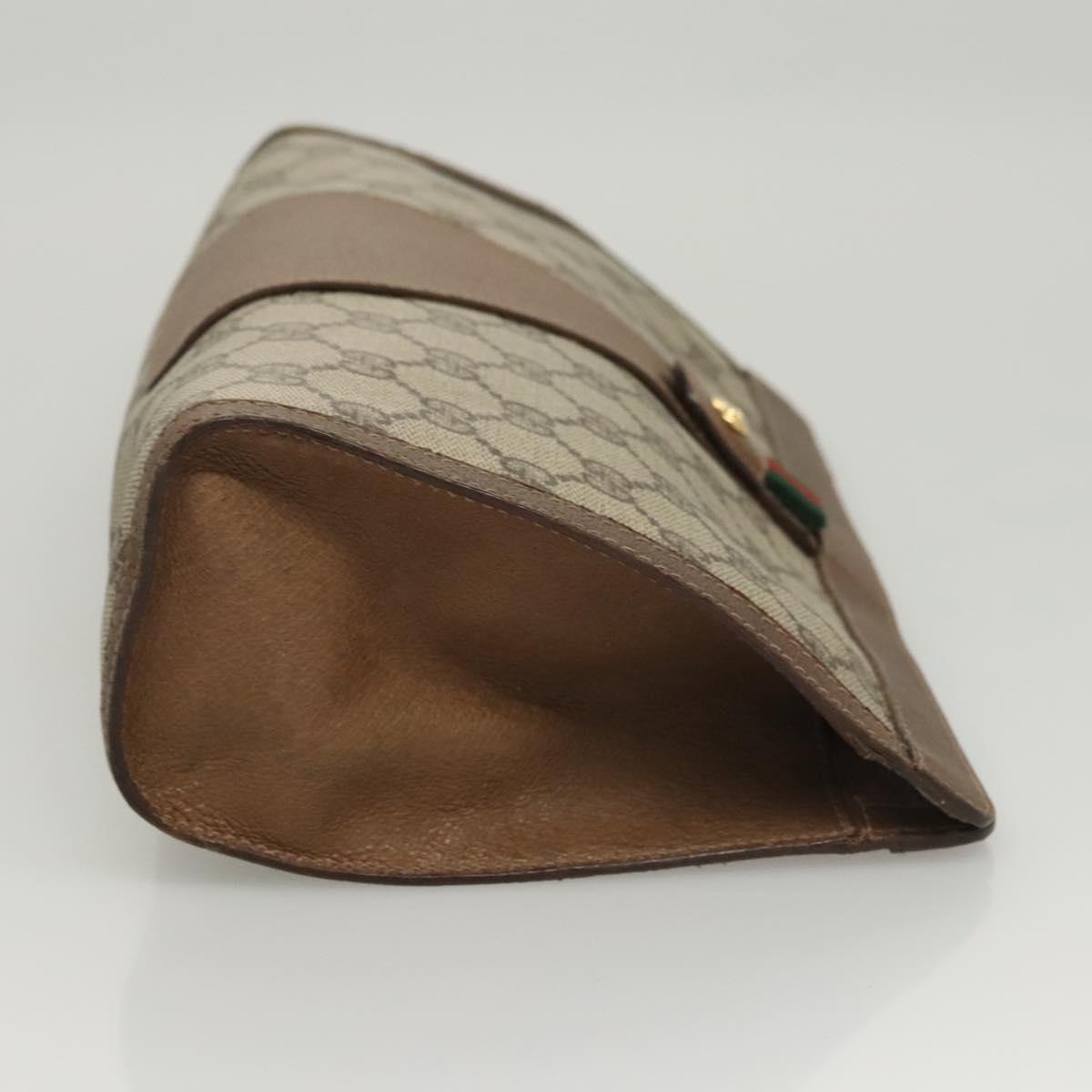 GUCCI GG Supreme Web Sherry Line Clutch Bag PVC Beige 89 01 033 Auth 117897