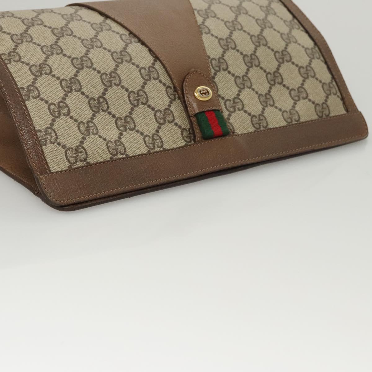 GUCCI GG Supreme Web Sherry Line Clutch Bag PVC Beige 89 01 033 Auth 117897
