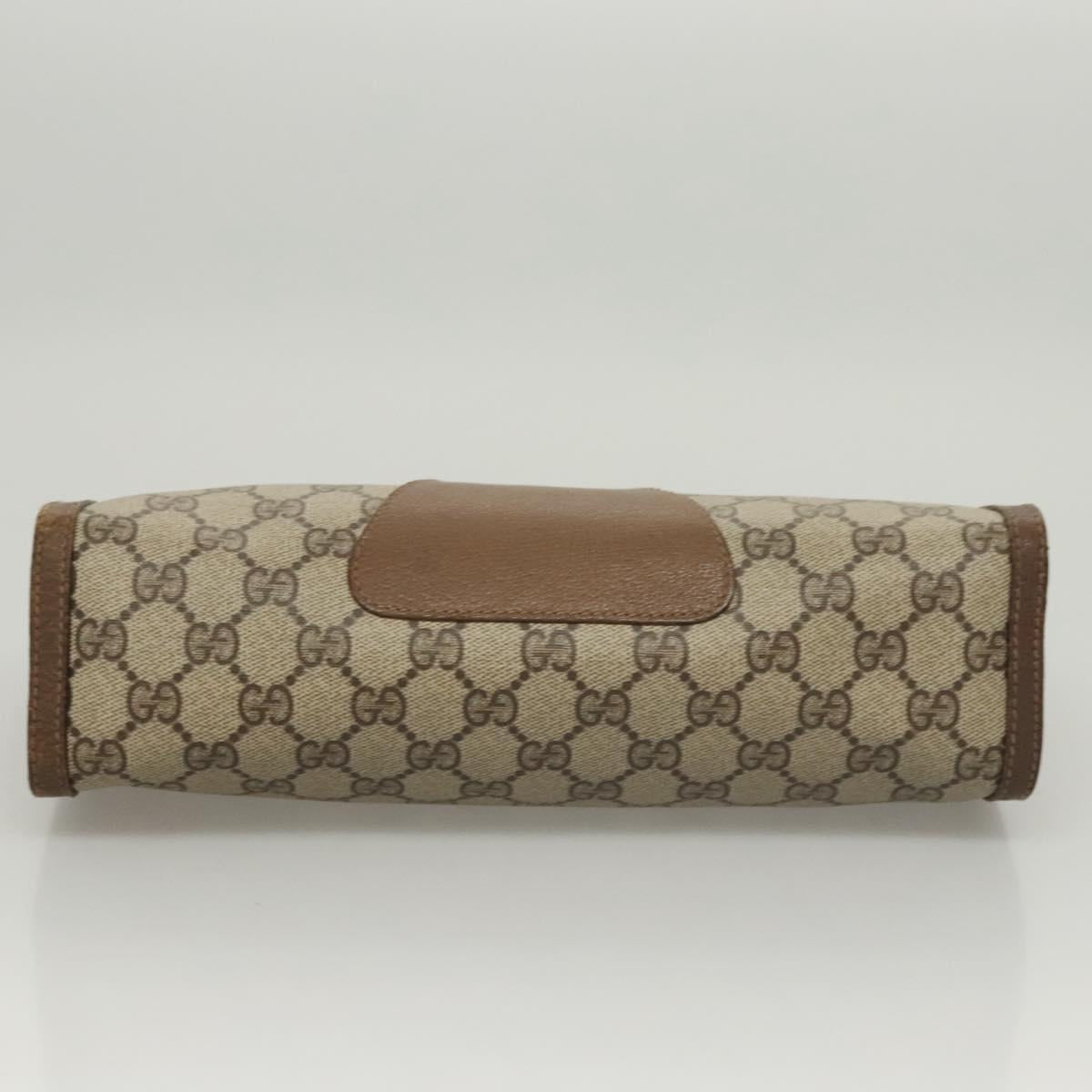 GUCCI GG Supreme Web Sherry Line Clutch Bag PVC Beige 89 01 033 Auth 117897