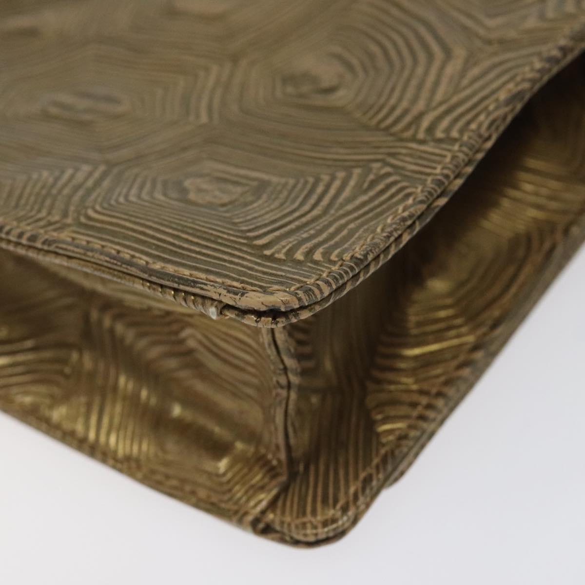 PRADA Shoulder Bag Leather Gold Auth 117899