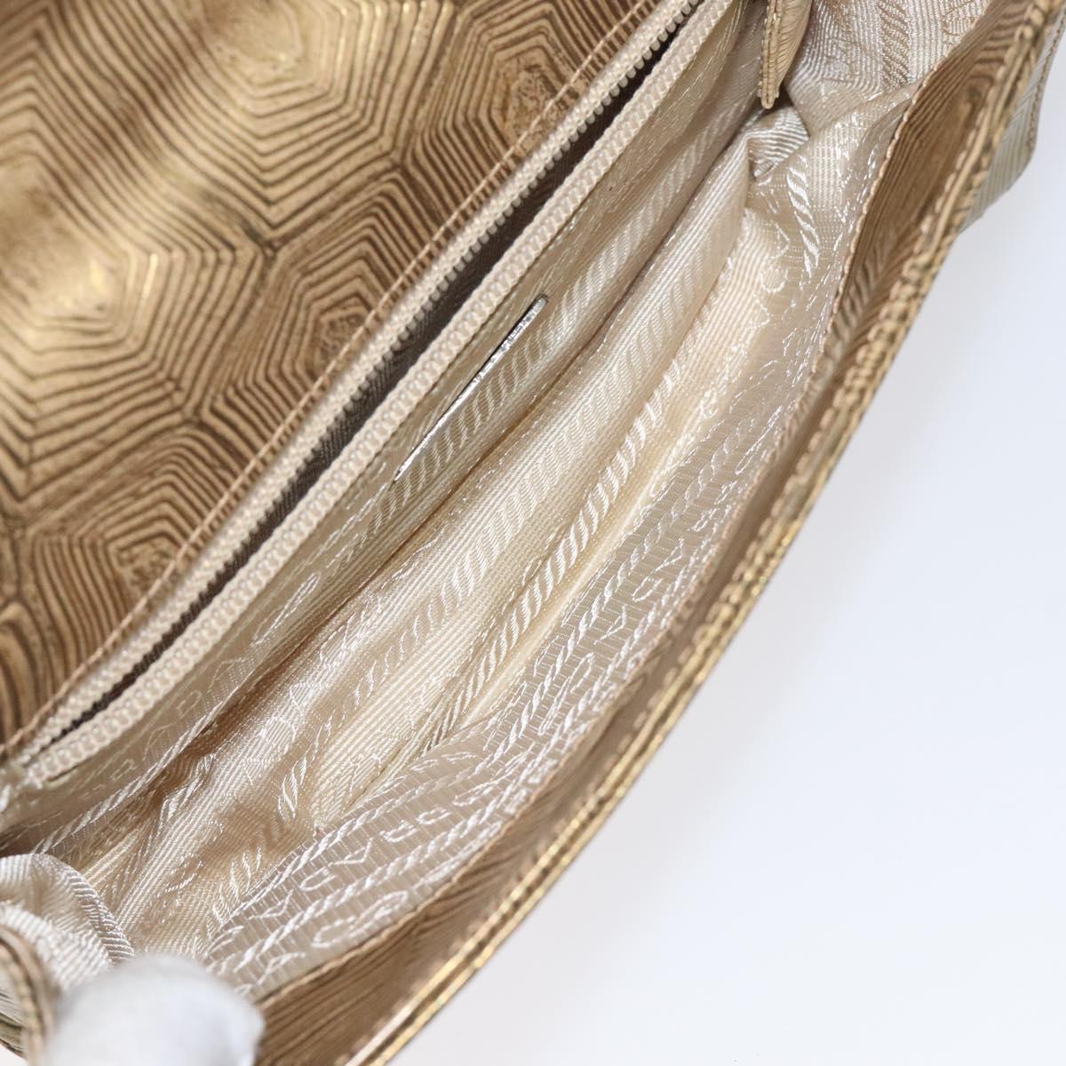 PRADA Shoulder Bag Leather Gold Auth 117899