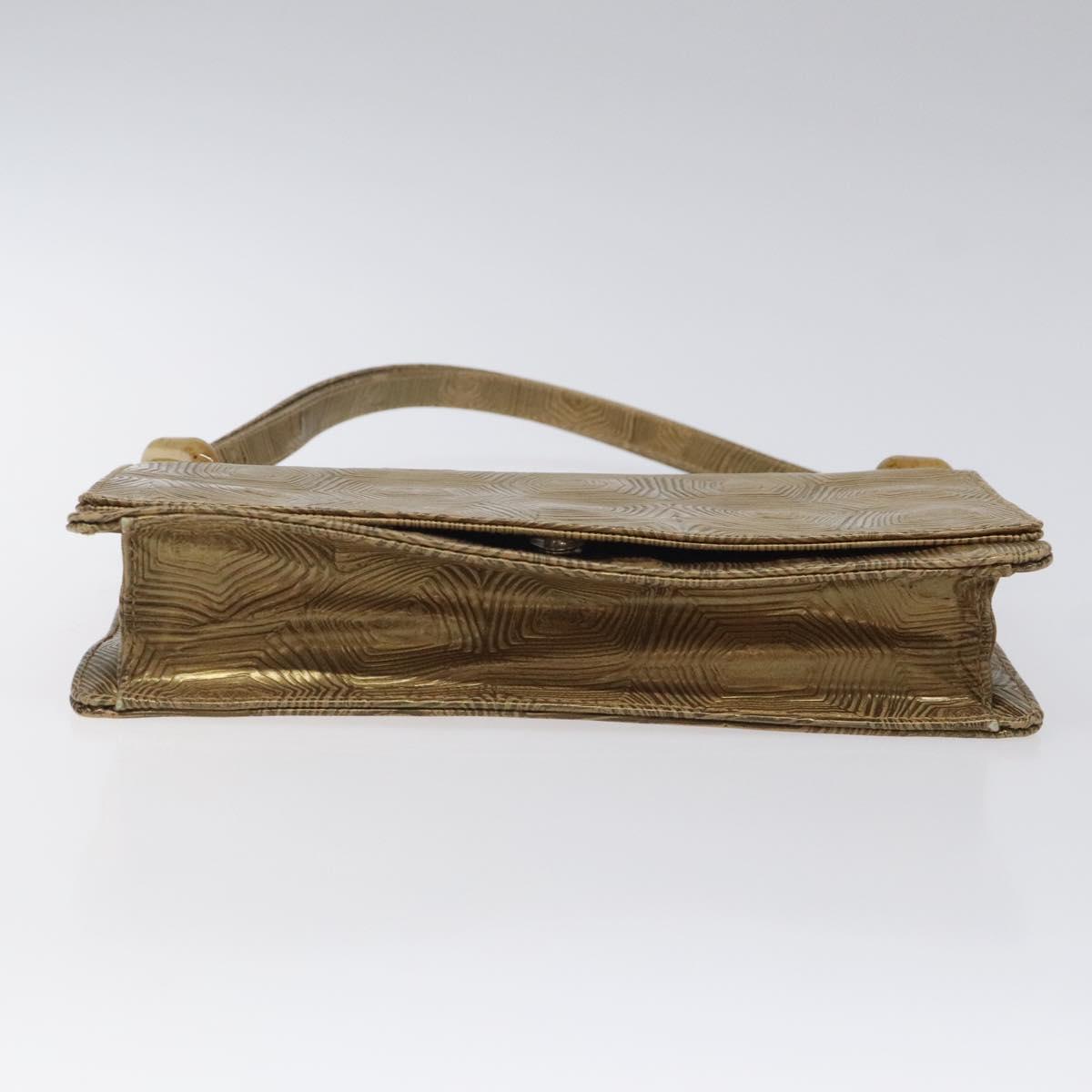 PRADA Shoulder Bag Leather Gold Auth 117899