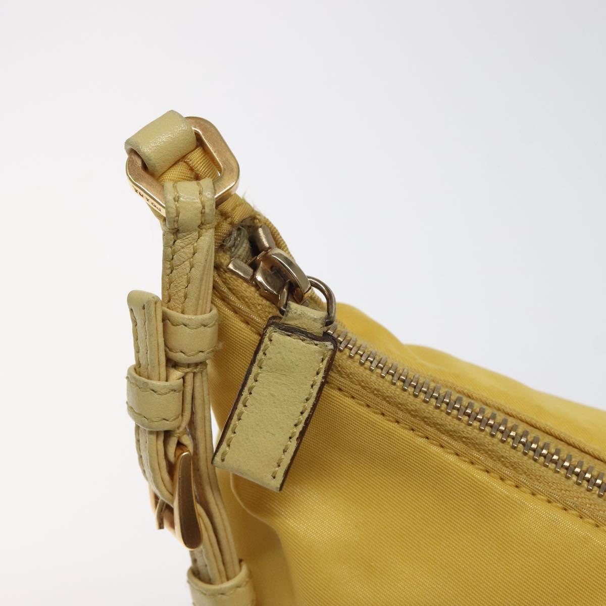 PRADA Chain Shoulder Bag Nylon Yellow Gold Auth 117900A