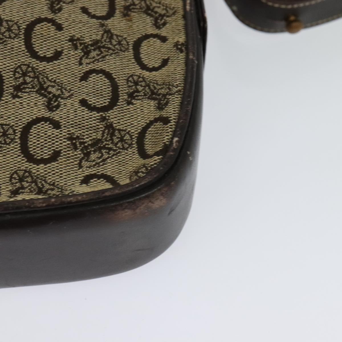 CELINE C Sulky Shoulder Bag Canvas Beige Gold Auth 117907