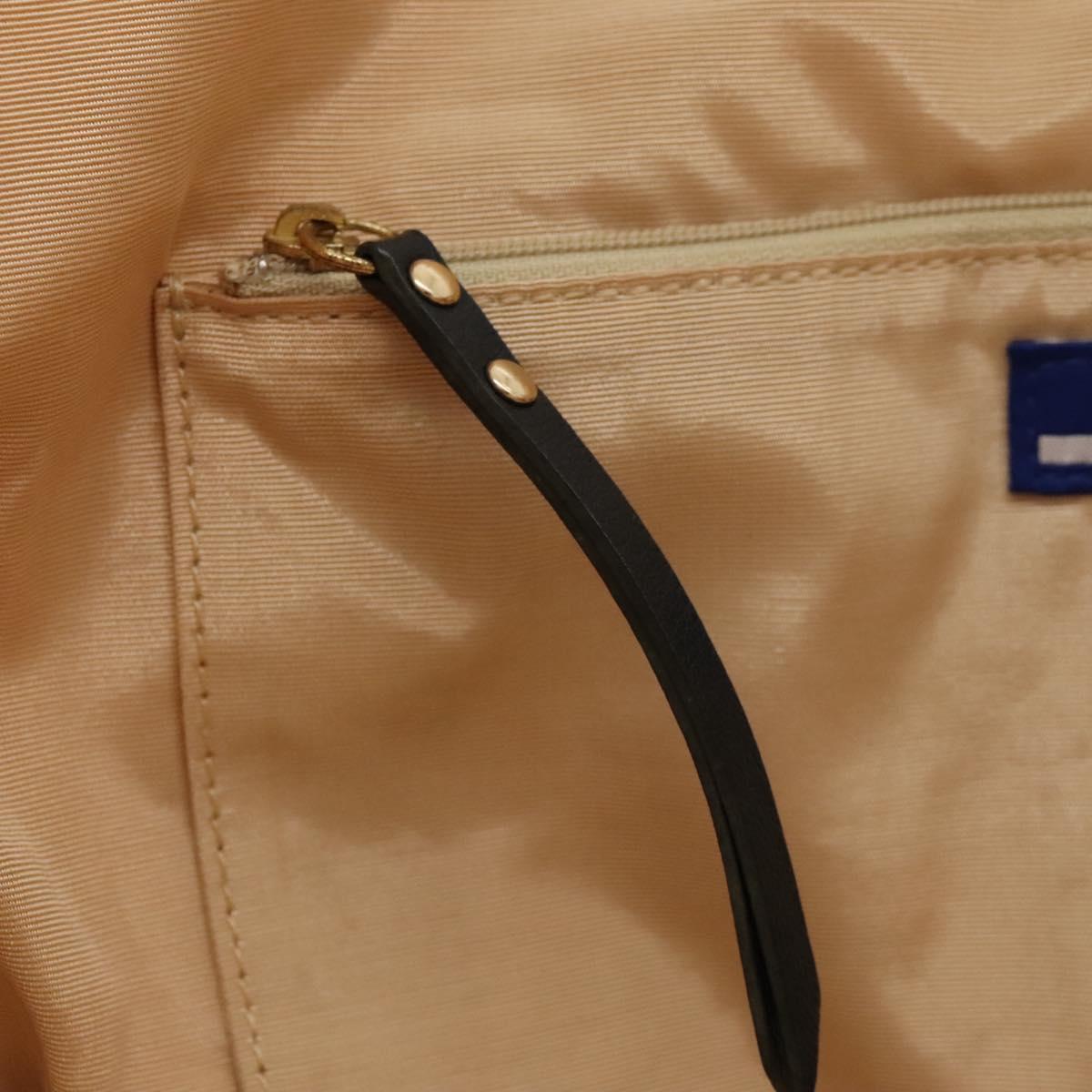 BURBERRY Nova Check Blue Label Tote Bag Canvas Beige Gold Auth 117928