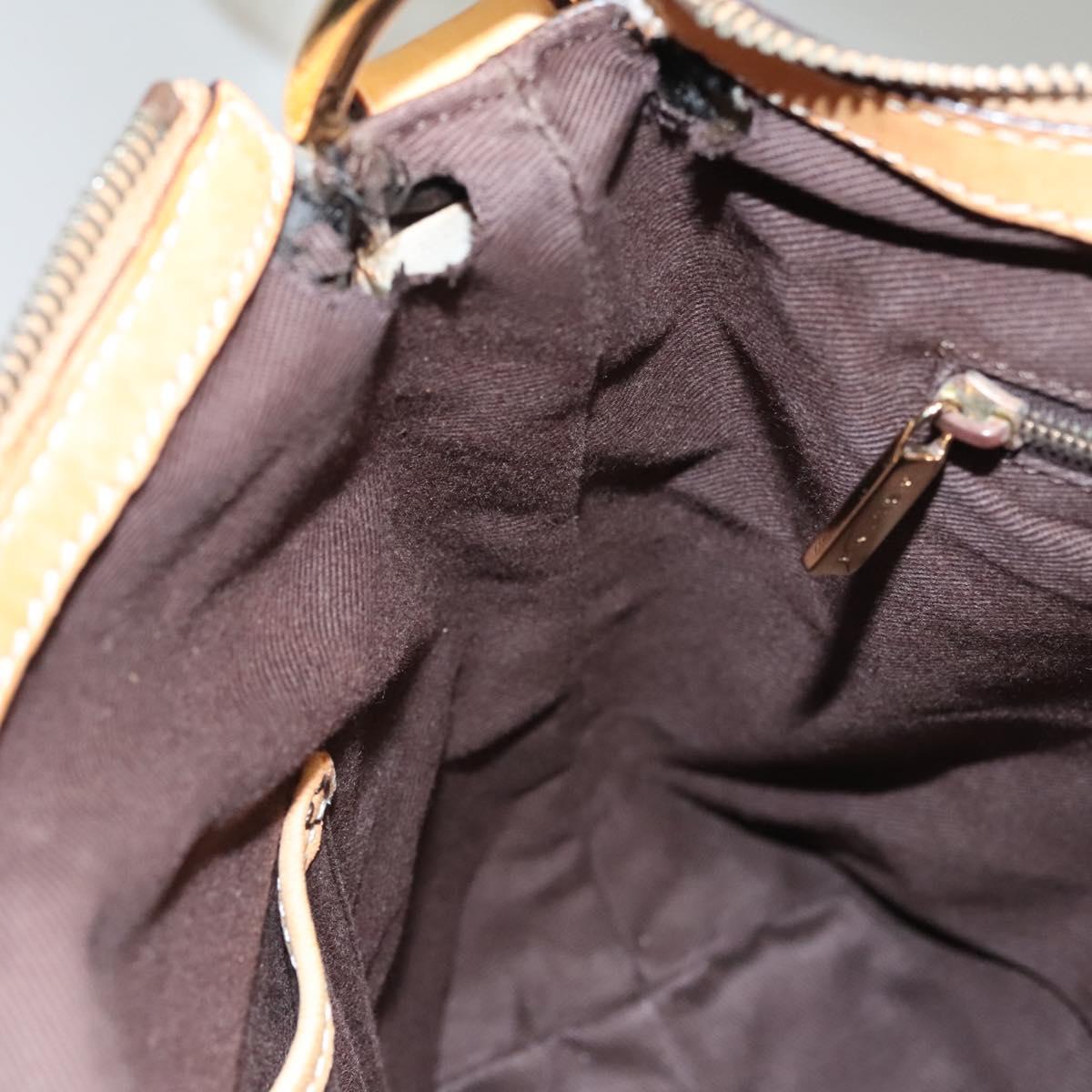 CELINE Macadam Canvas Shoulder Bag PVC Leather Brown Gold Auth 117957