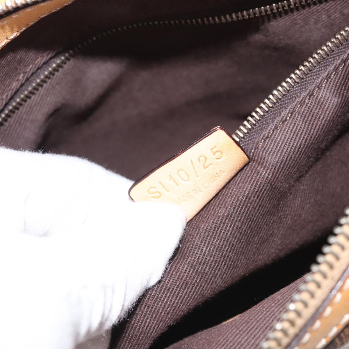 CELINE Macadam Canvas Shoulder Bag PVC Leather Brown Gold Auth 117957