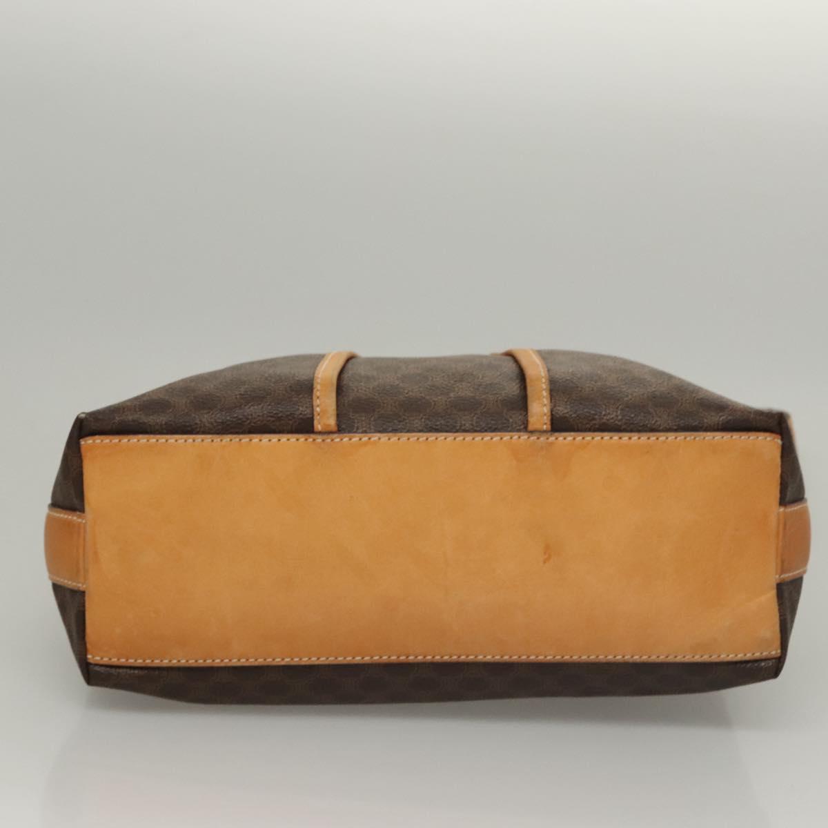 CELINE Macadam Canvas Shoulder Bag PVC Leather Brown Gold Auth 117957