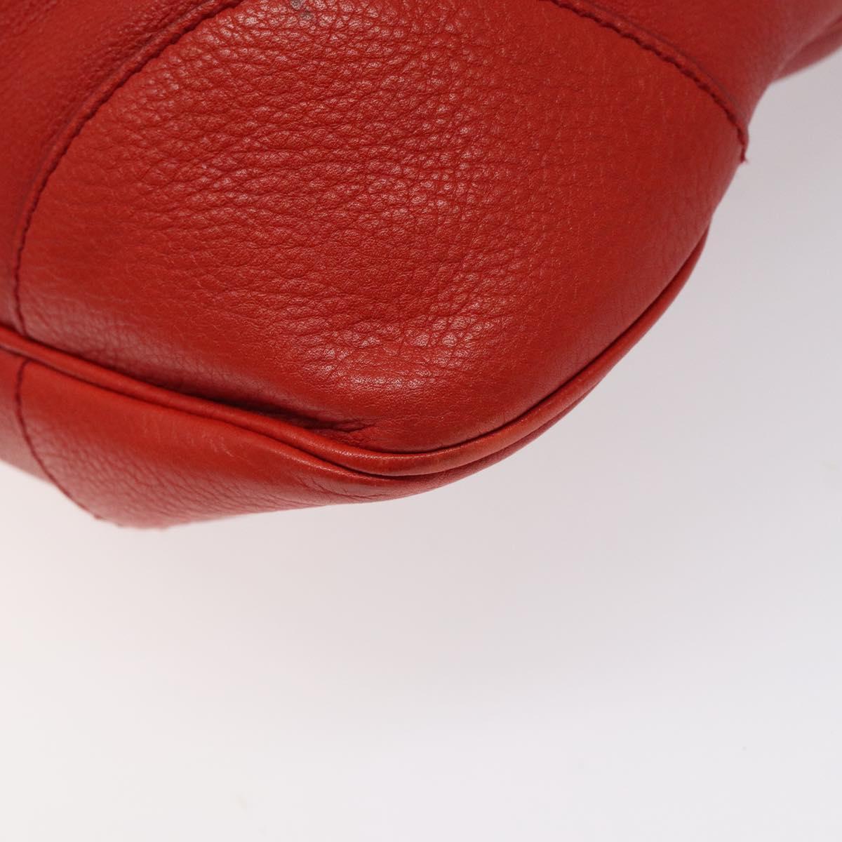 Salvatore Ferragamo Gancini Shoulder Bag Leather Red Silver Auth 117972