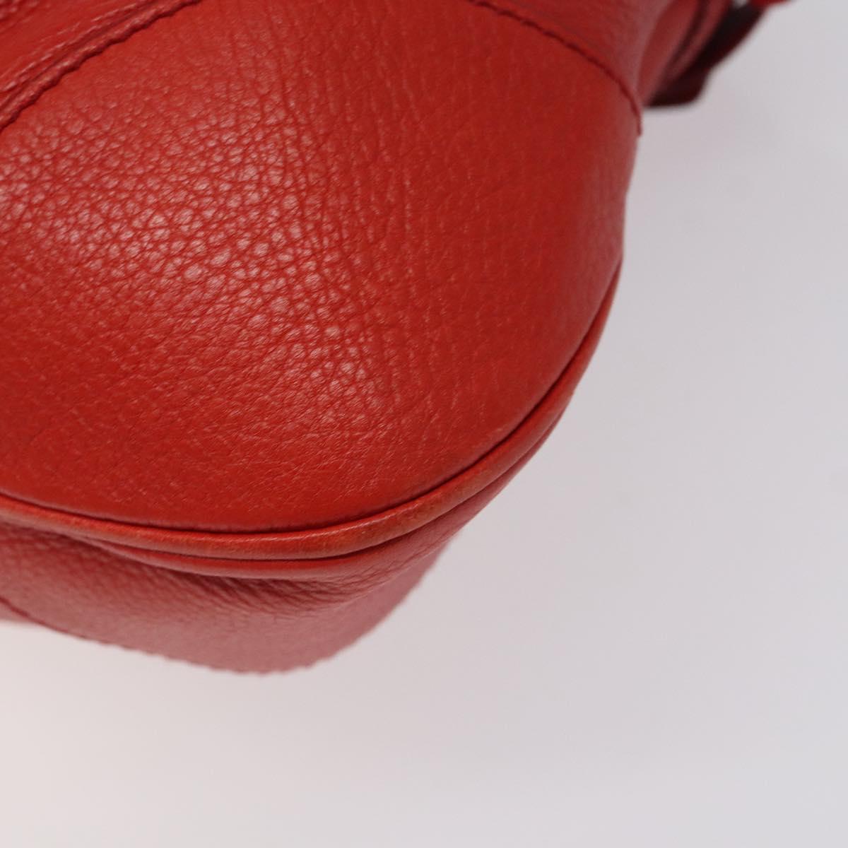 Salvatore Ferragamo Gancini Shoulder Bag Leather Red Silver Auth 117972