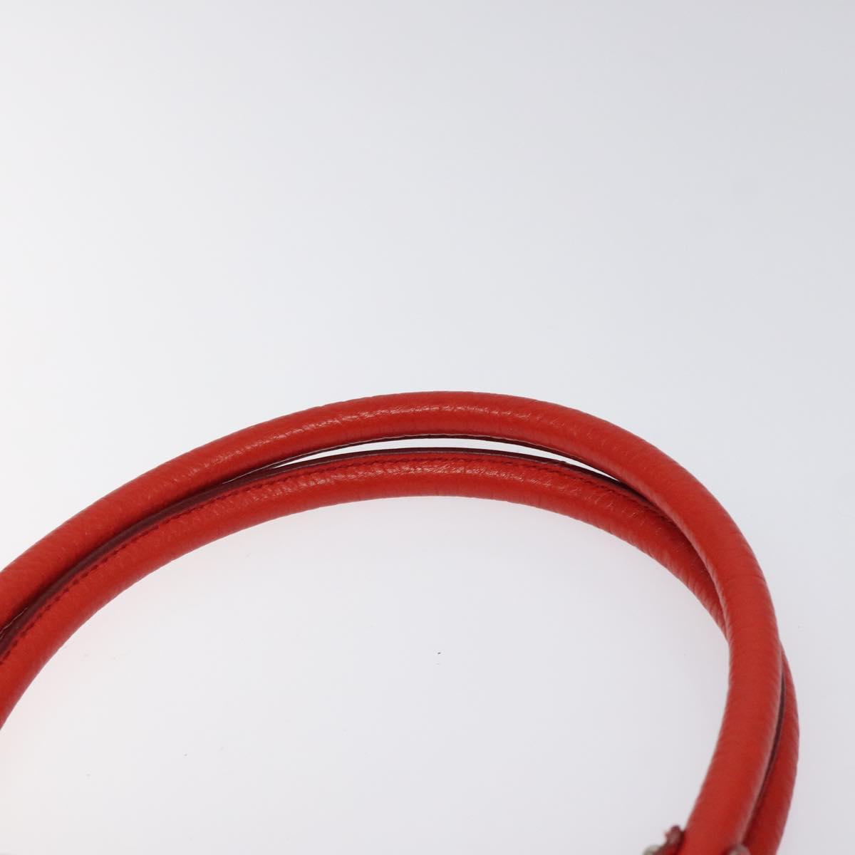 Salvatore Ferragamo Gancini Shoulder Bag Leather Red Silver Auth 117972