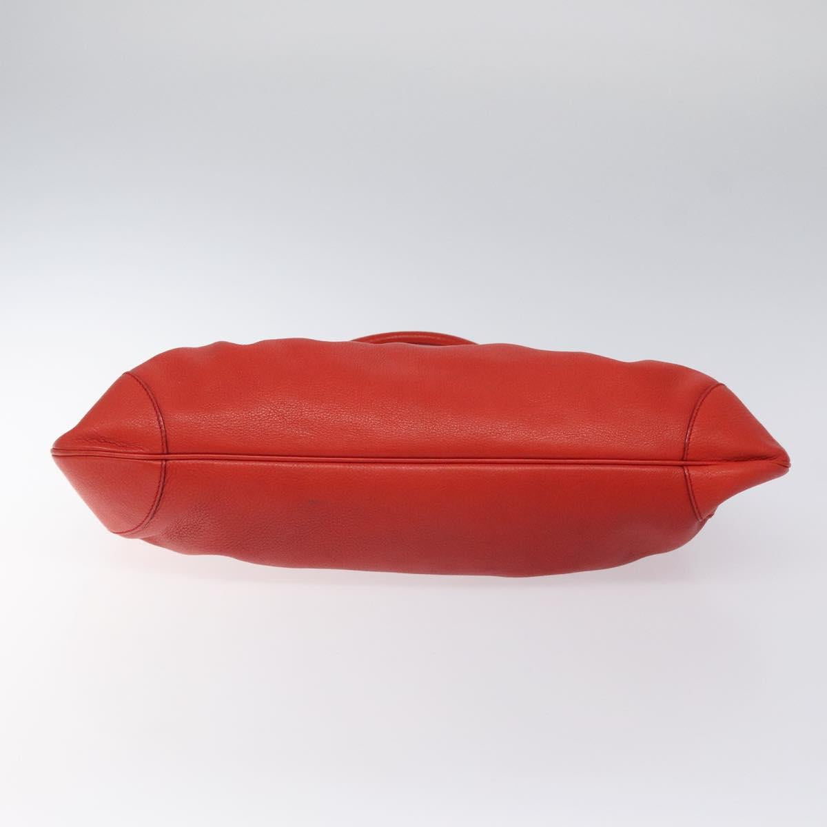 Salvatore Ferragamo Gancini Shoulder Bag Leather Red Silver Auth 117972