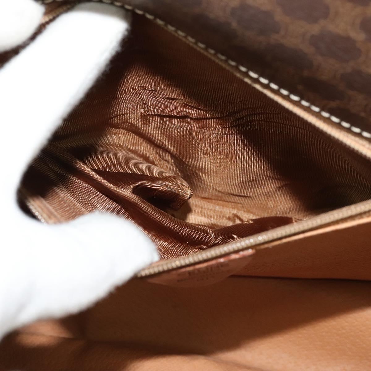 CELINE Macadam Canvas Shoulder Bag PVC Leather Brown Gold Auth 117973