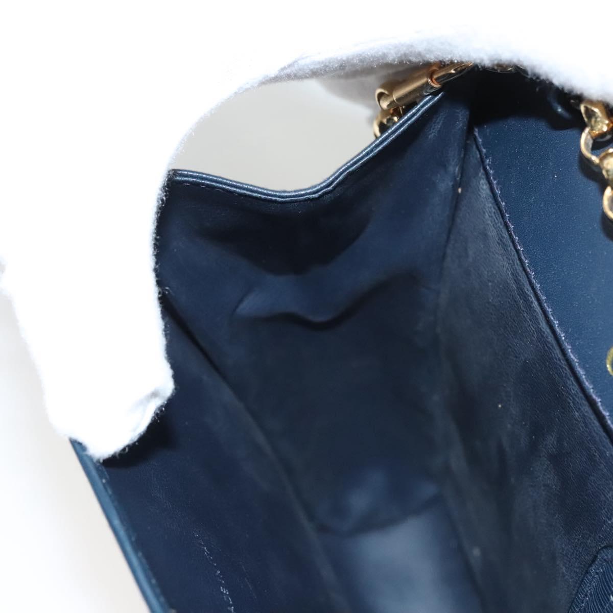 Chloe Chain Shoulder Bag Leather Navy Gold Auth 117976