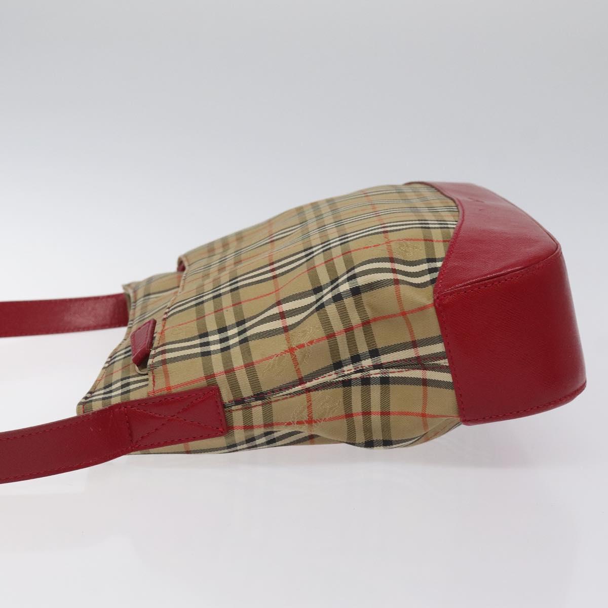 Burberrys Nova Check Shoulder Bag Canvas Beige Gold Auth 117995