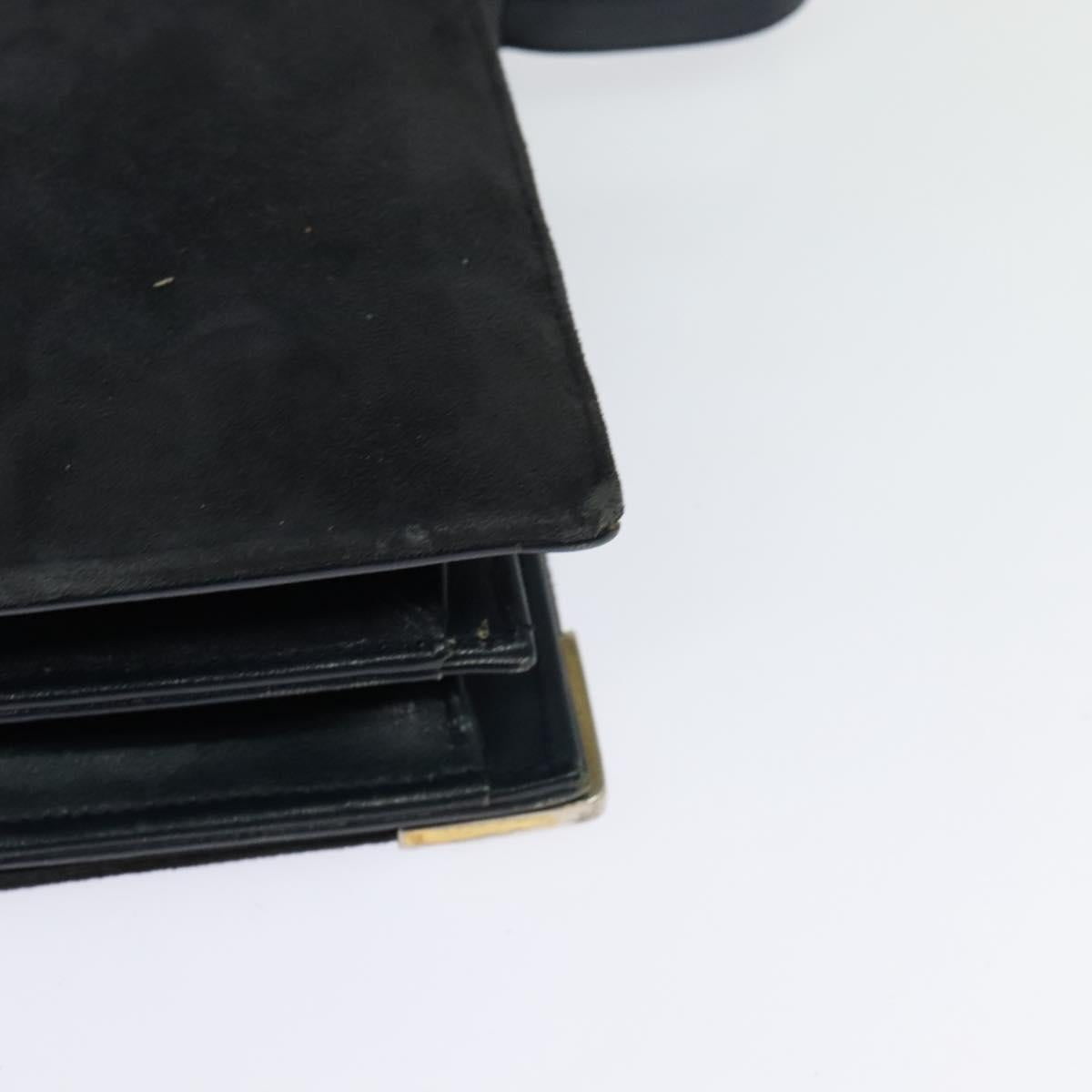 CELINE Shoulder Bag Suede Navy Gold Auth 118002