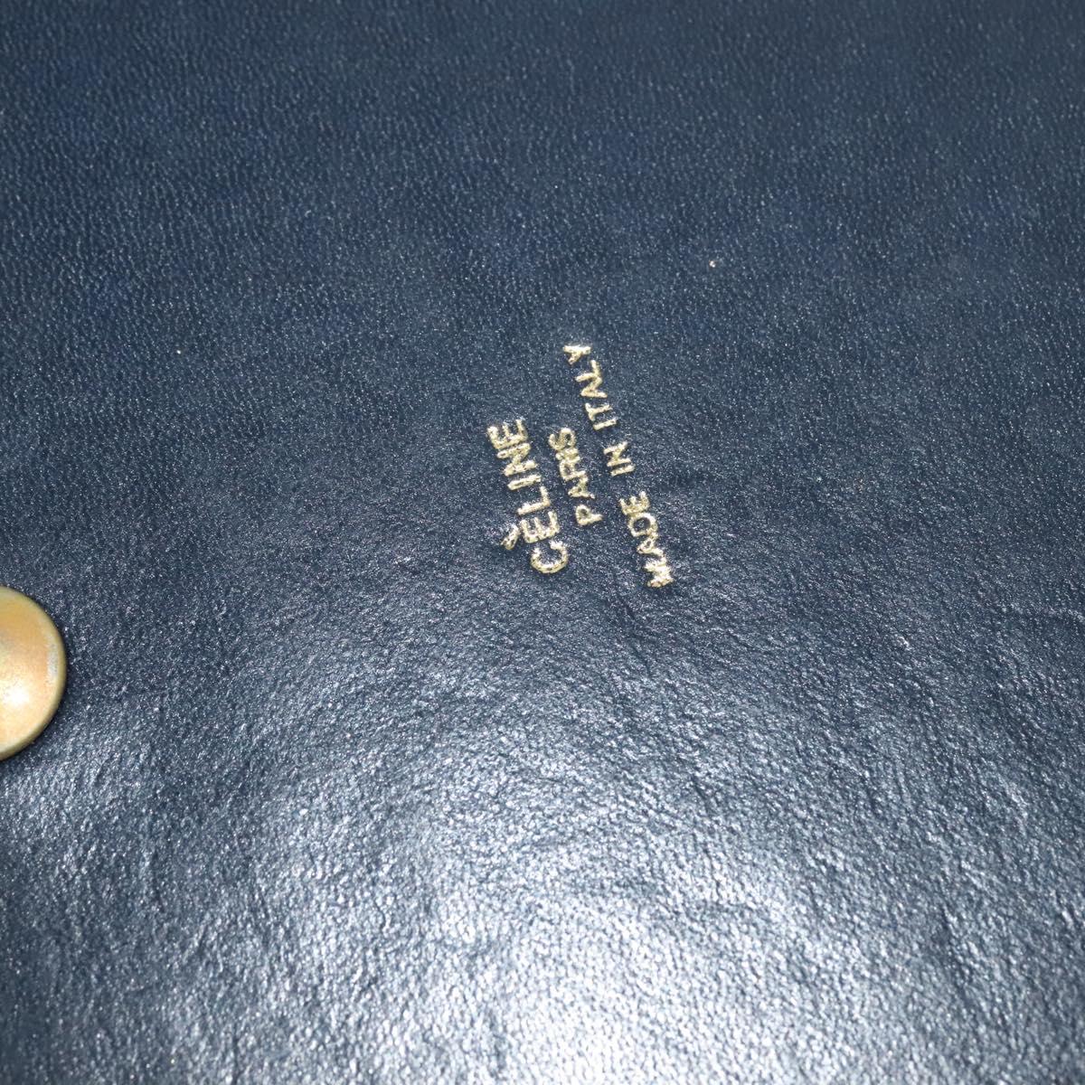 CELINE Shoulder Bag Suede Navy Gold Auth 118002