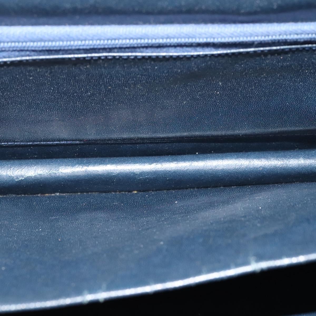 CELINE Shoulder Bag Suede Navy Gold Auth 118002