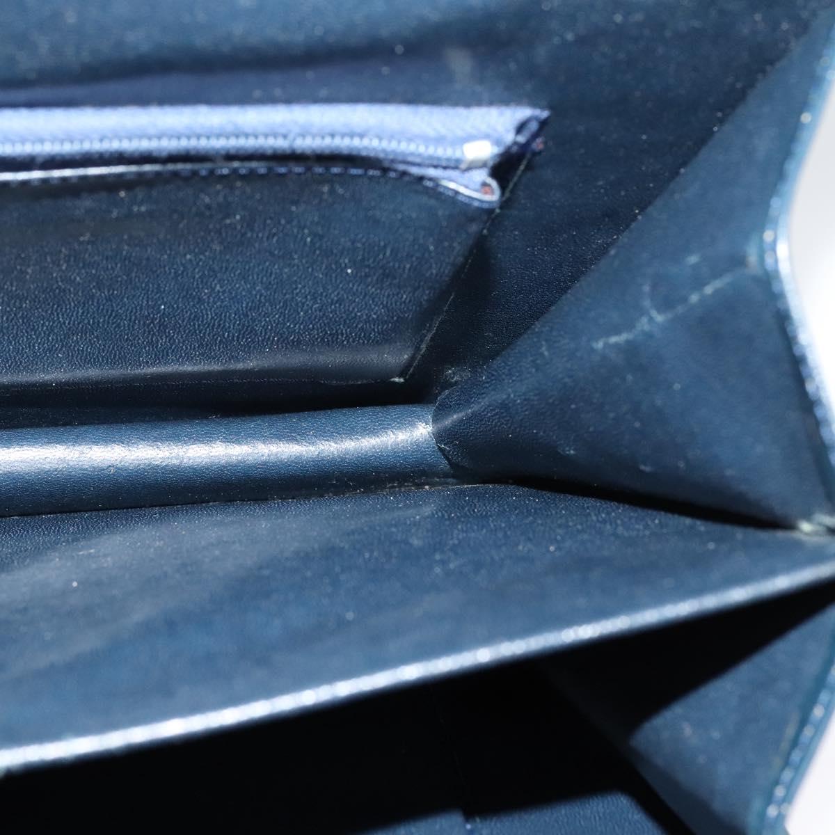 CELINE Shoulder Bag Suede Navy Gold Auth 118002