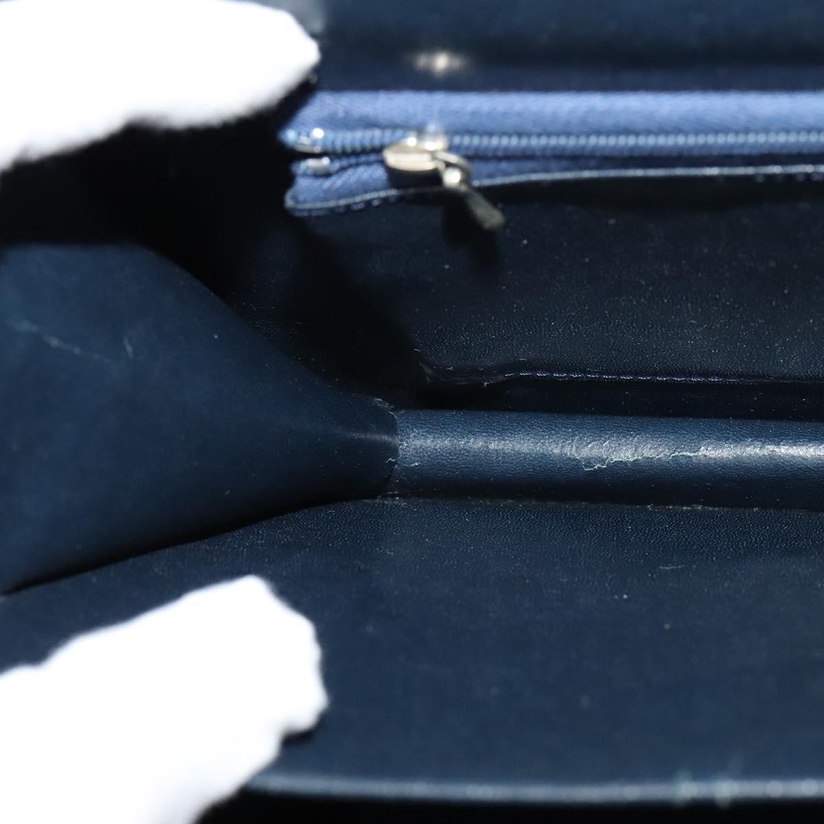 CELINE Shoulder Bag Suede Navy Gold Auth 118002