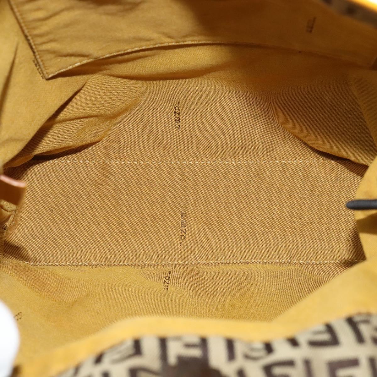 FENDI Zucca Canvas Hand Bag Beige Gold Auth 118014