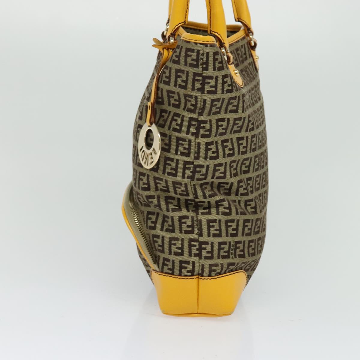 FENDI Zucca Canvas Hand Bag Beige Gold Auth 118014