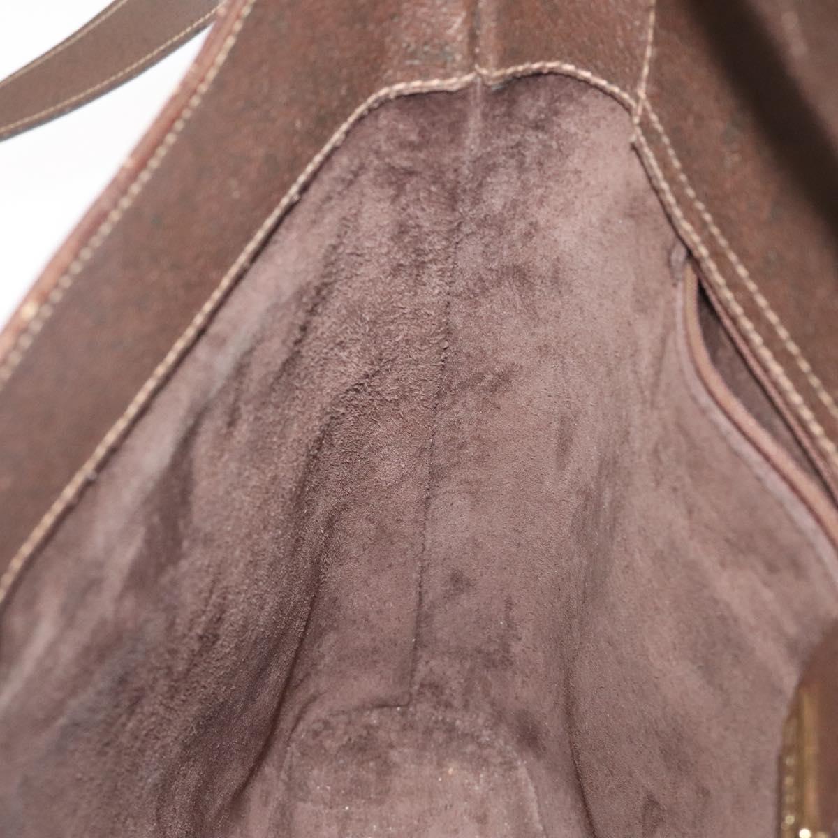 GUCCI Web Sherry Line Shoulder Bag Leather Brown Gold 001 01/13 0938 Auth 118015