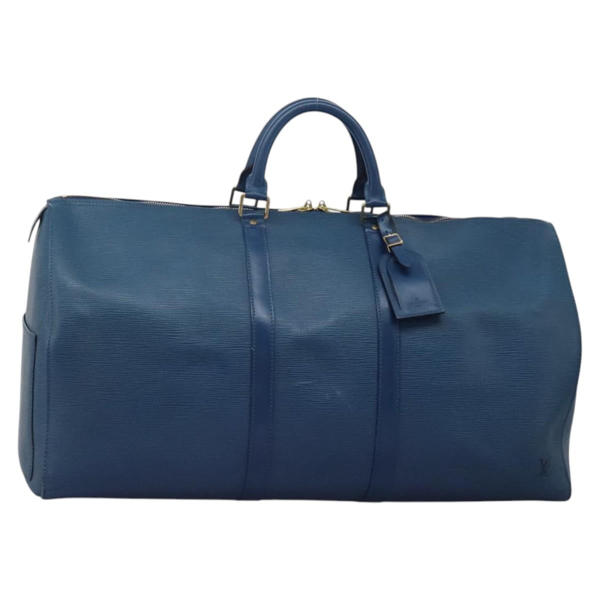 LOUIS VUITTON Epi Keepall 55 Boston Bag Toledo Blue M42955 LV Auth 118023