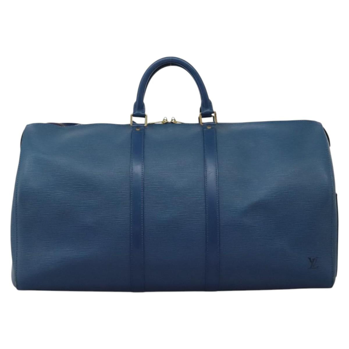 LOUIS VUITTON Epi Keepall 55 Boston Bag Toledo Blue M42955 LV Auth 118023