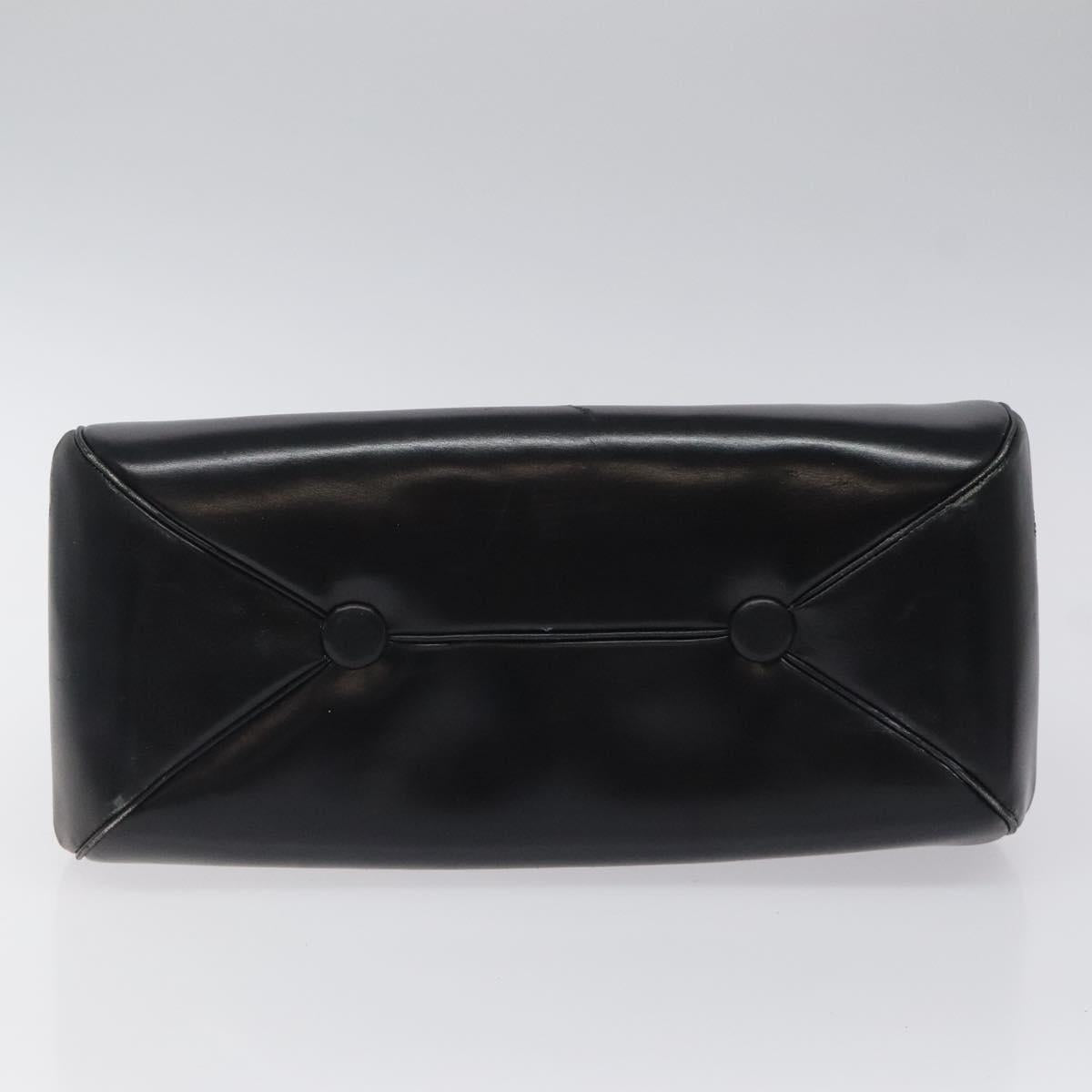 Christian Dior Hand Bag Leather Black Gold Auth 118026