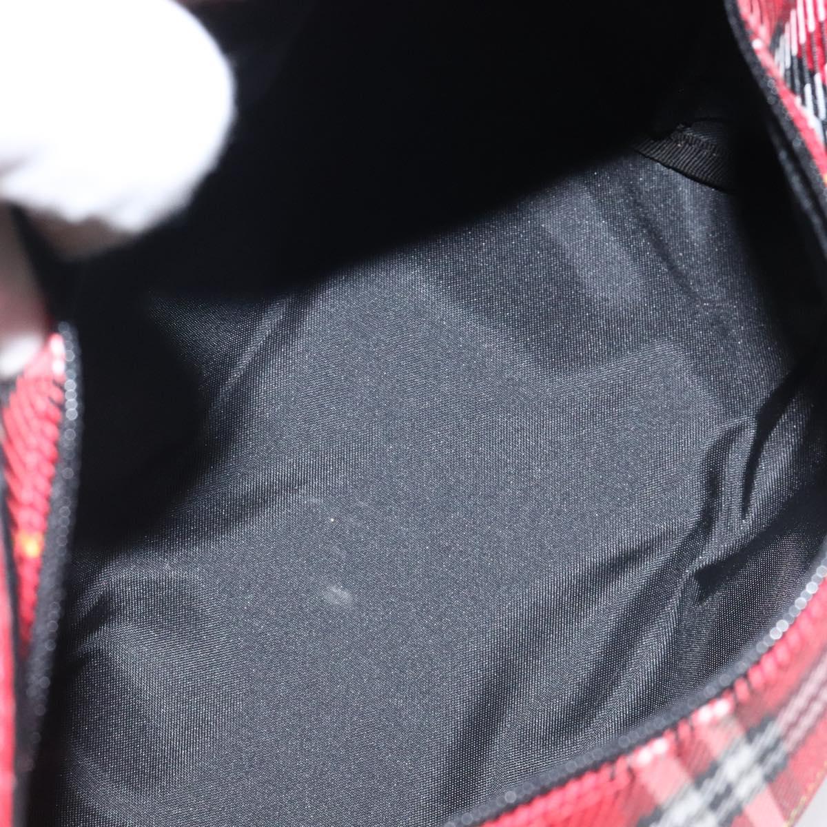 BURBERRY Nova Check Hand Bag Nylon Red Auth 118031